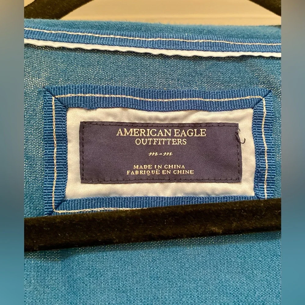 Vtg American Eagle thermal full sleeve V neck top blue coquette Bella Swan